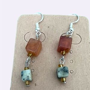 Asymmetrical Multi-Color Dangle silver .926 Earrings